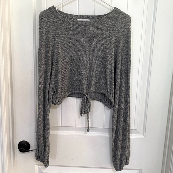 Heather Gray Cropped Sweater - Picture 1 of 1